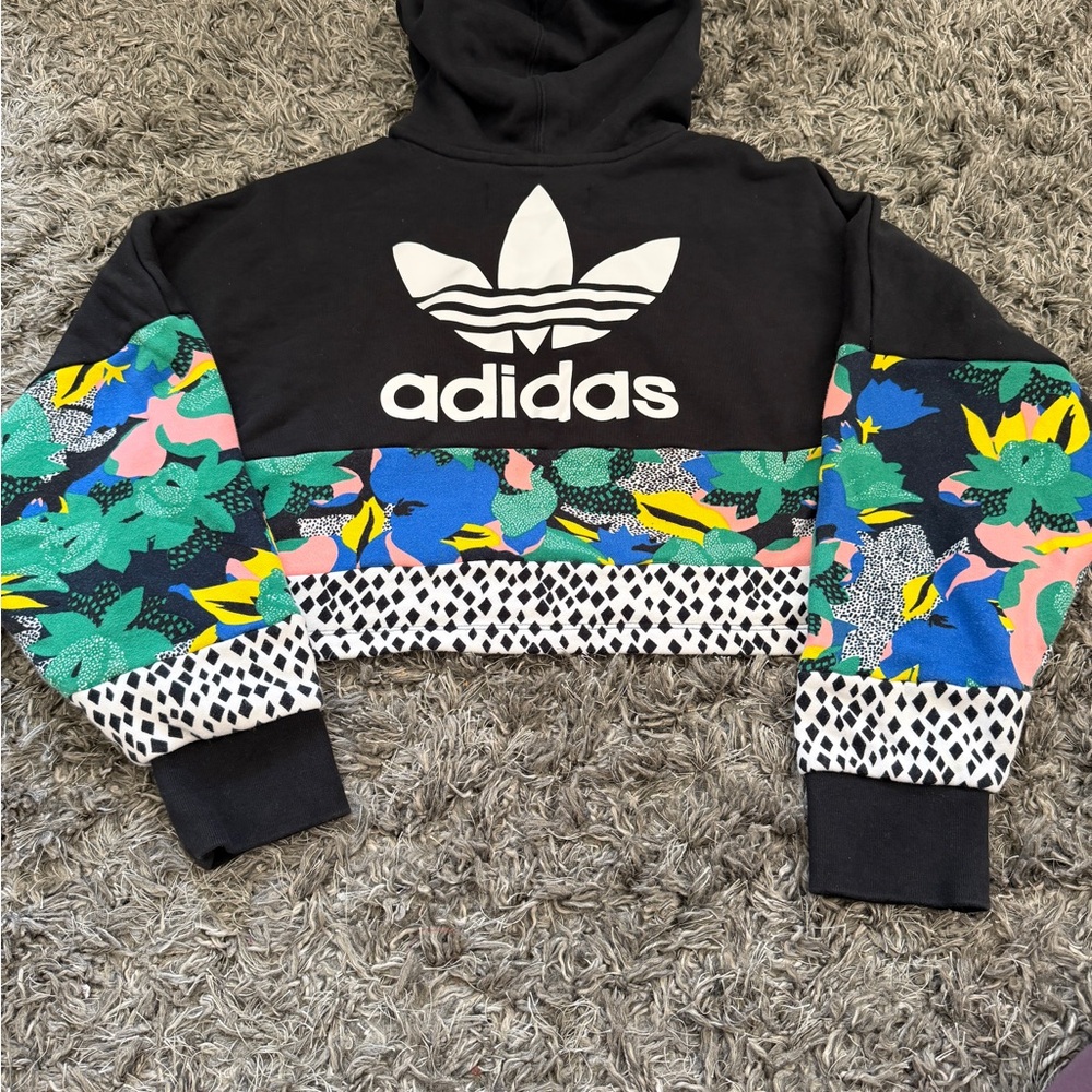 Adidas Cropped Hoodie Colorful Print